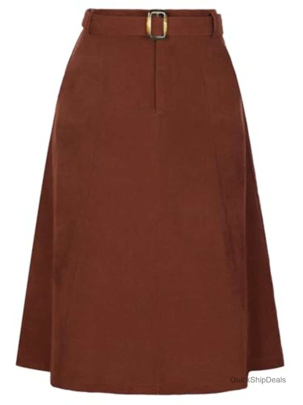 High Waist A-Line Midi Corduroy Skirt with Pockets